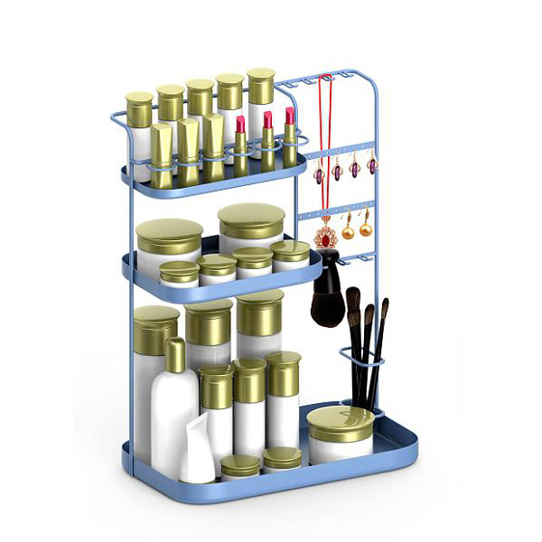 Raft de depozitare pentru bijuterii cosmetice cu trei straturi